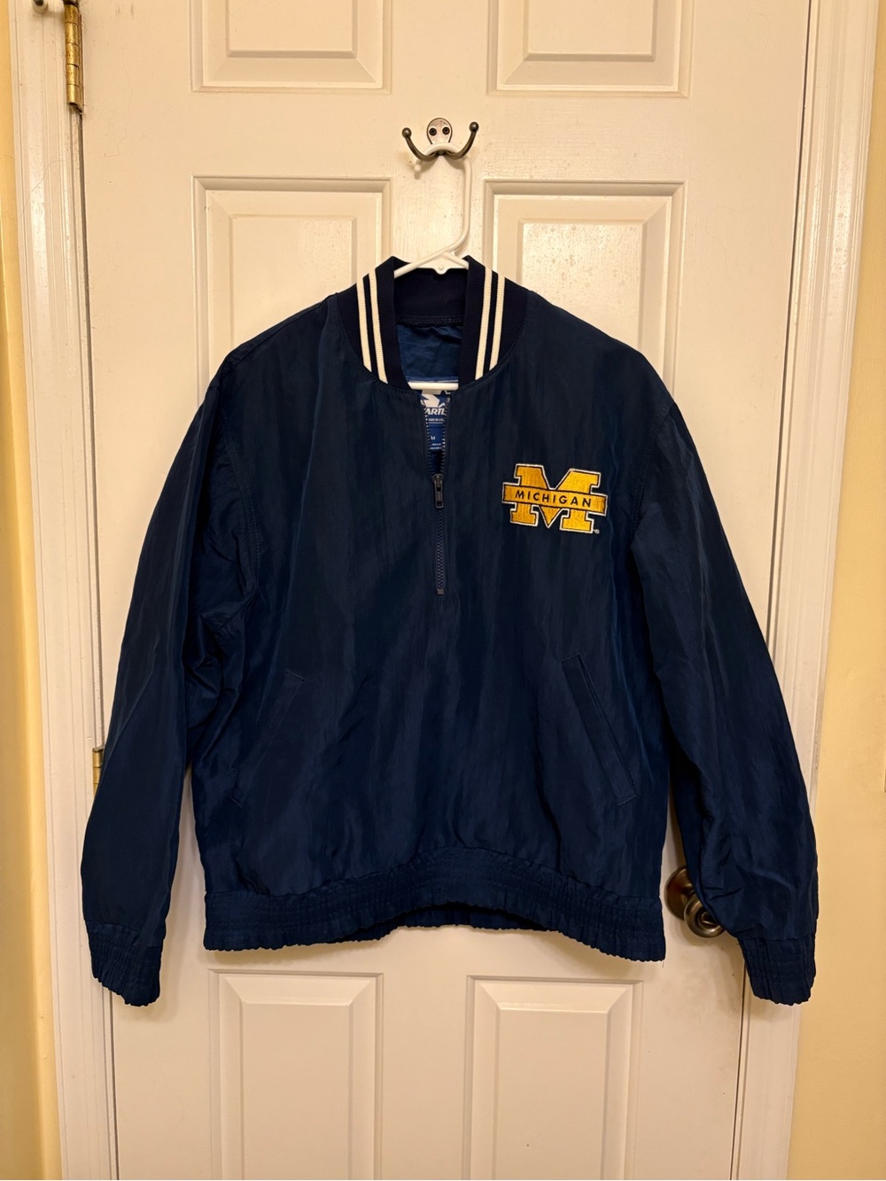 Michigan Wolverines STARTER Navy Blue Y2K Style Quarter Zip Lightweight Jacket